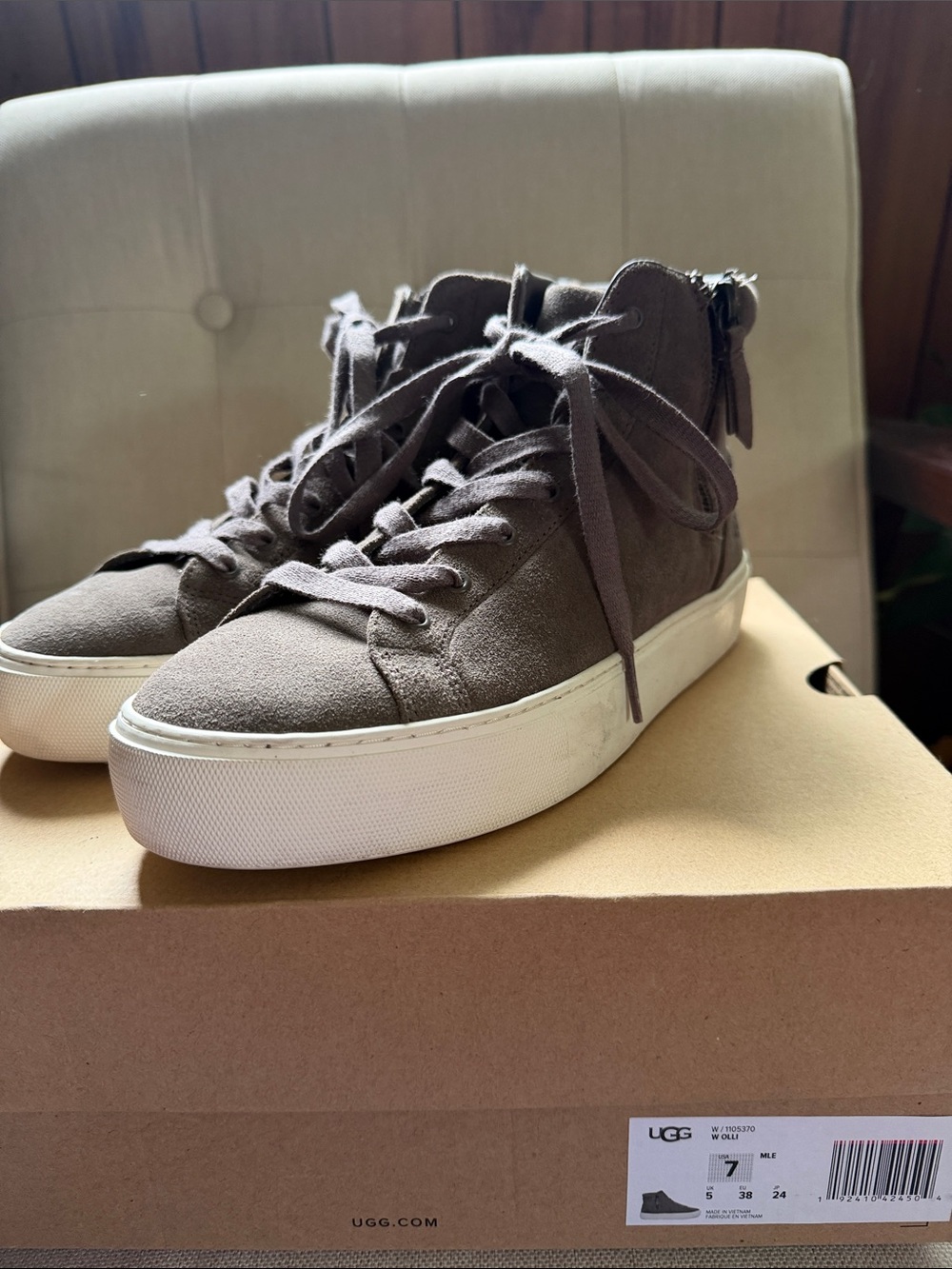 UGG Women’s Olli Taupe Suede High-Top Sneakers